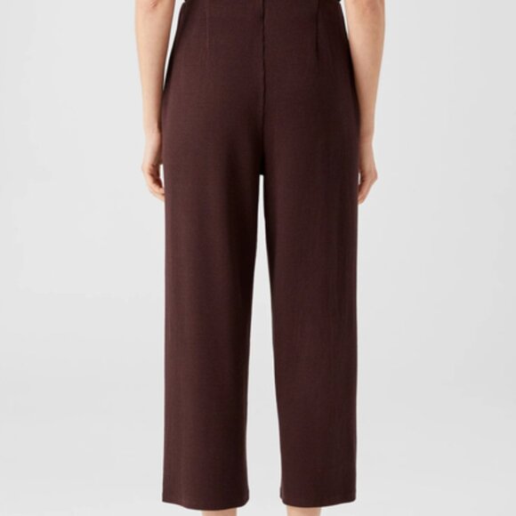 Eileen Fisher Ribbed Organic Cotton Blend Straight Pant Easy Fit Cropped Length - Picture 3 of 14